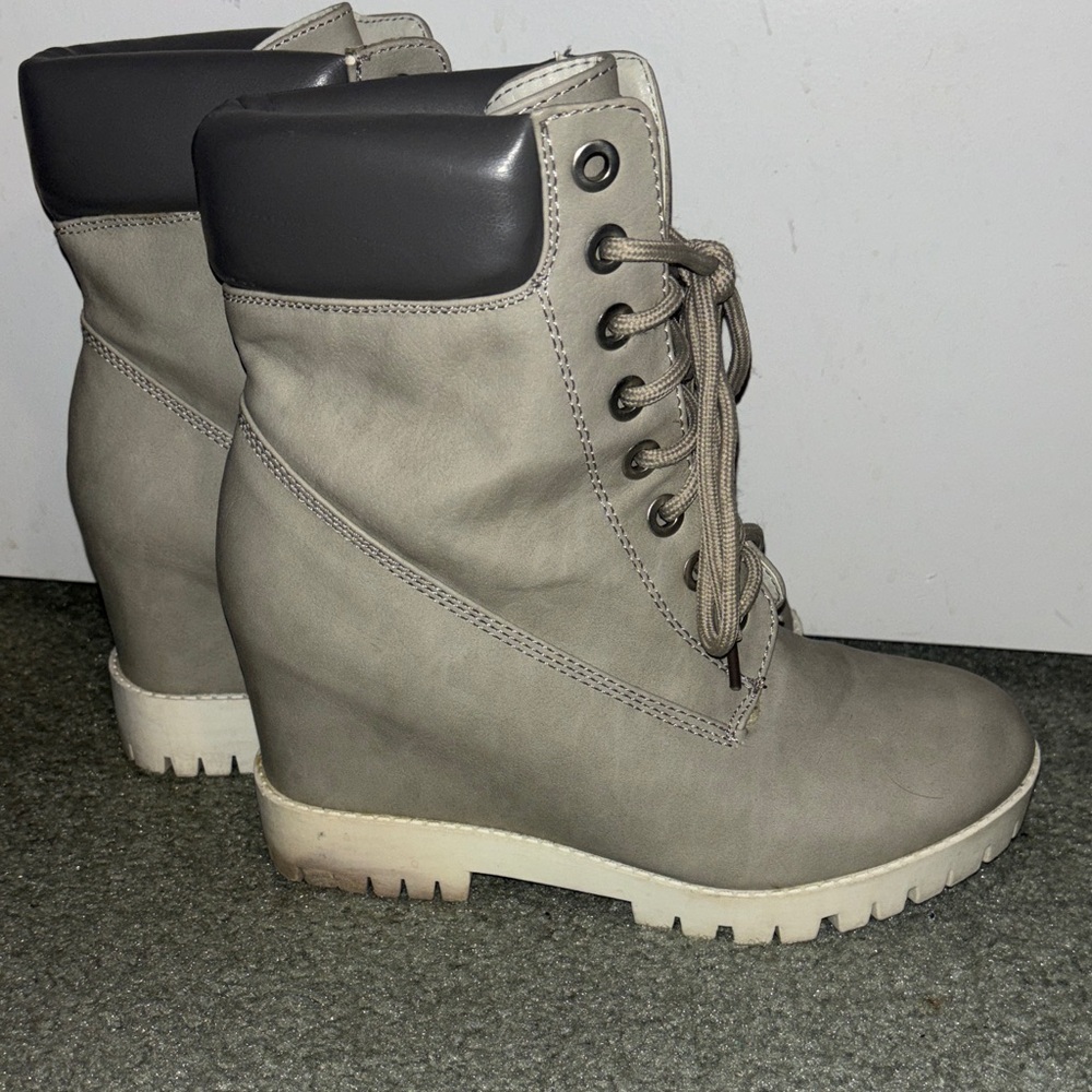 Stylish Gray Wedge Ankle Boots